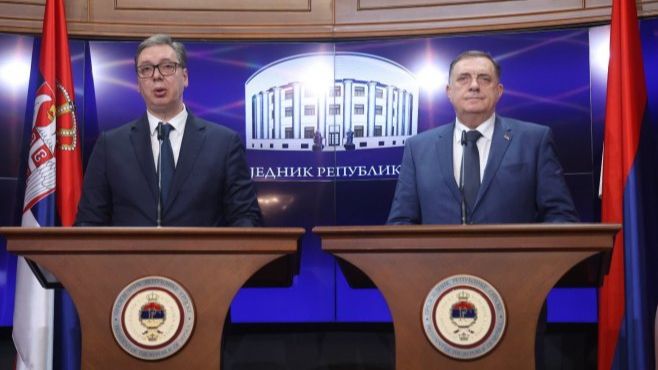 Vučić i Dodik. predsjednikrs.rs/Borislav Zdrinja