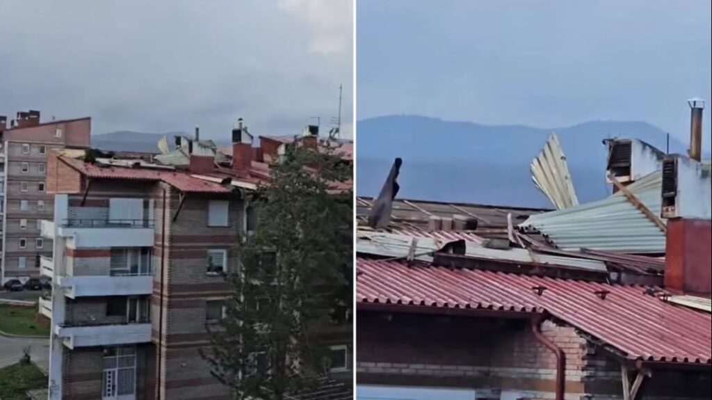 Jak vjetar otkinuo dio krova sa zgrade u Bugojnu