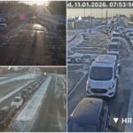 Saobraća se po mokrom i zaleđenom kolovozu, od ranog jutra velike gužve na graničnim prijelazima