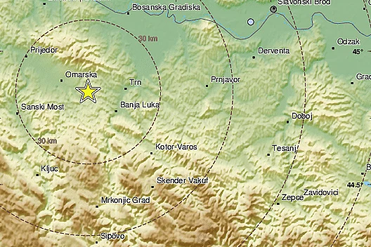 U blizini Banje Luke: Zemljotres jačine 3,2 stepena po Richteru tokom noći pogodio BiH