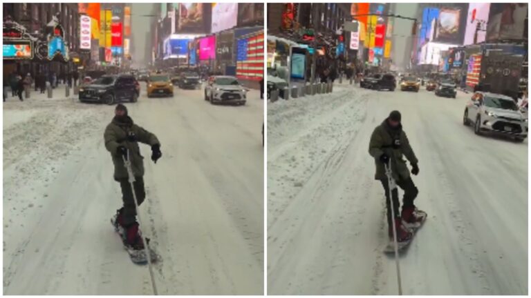 Mladić vozio snowboard na Times Squareu. Platforma X