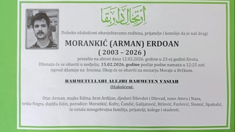 Dženaza Erdoanu Morankiću. Facebook