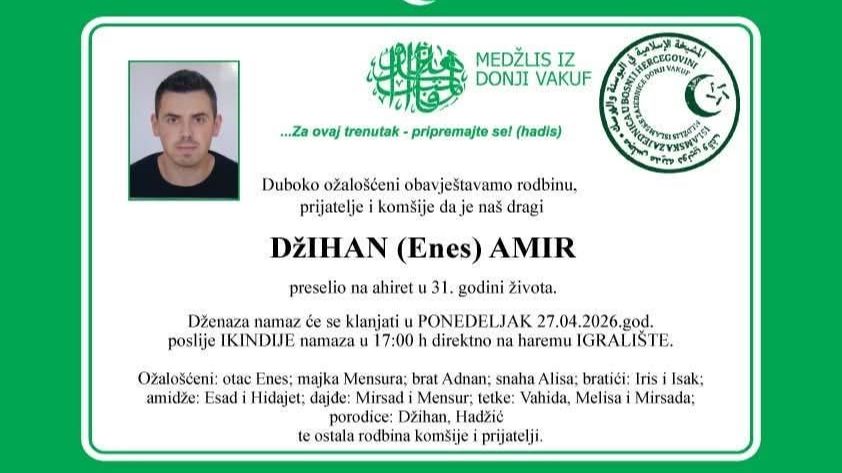 Preminuo Amir Džihan. Facebook