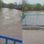 Zbog izlijevanja rijeke Tinje, došlo do obustave saobraćaja na jednoj dionici puta u Srebreniku
