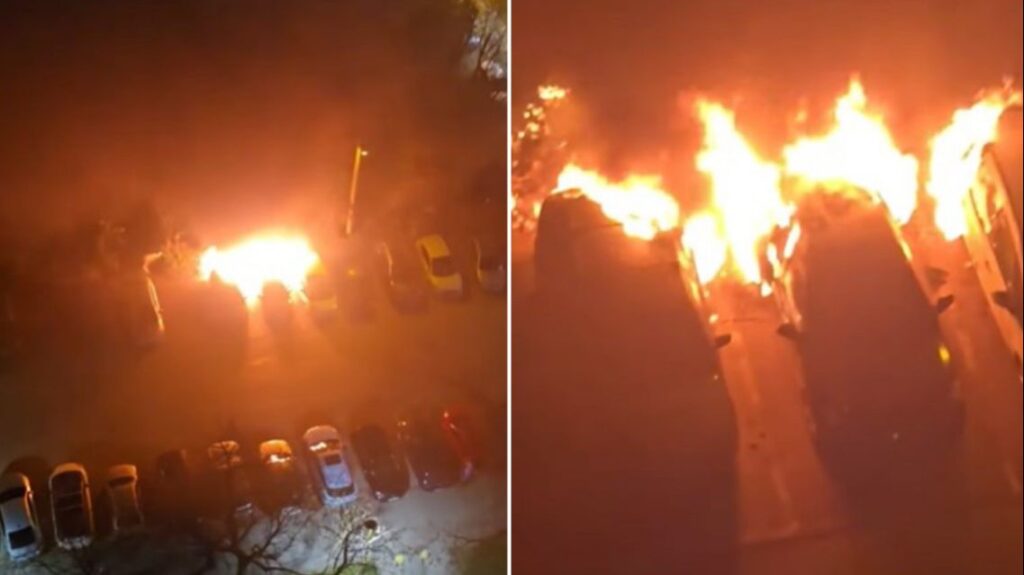 Pogledajte snimak požara u Tuzli: Tri automobila uništena u vatri