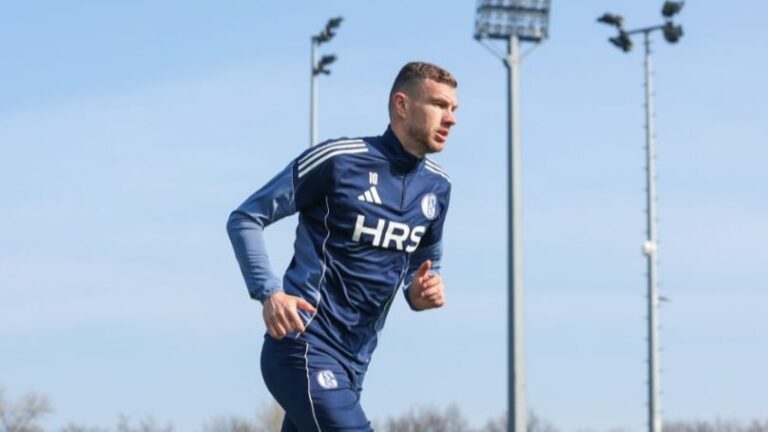 Džeko na treningu Schalkea. Screenshot