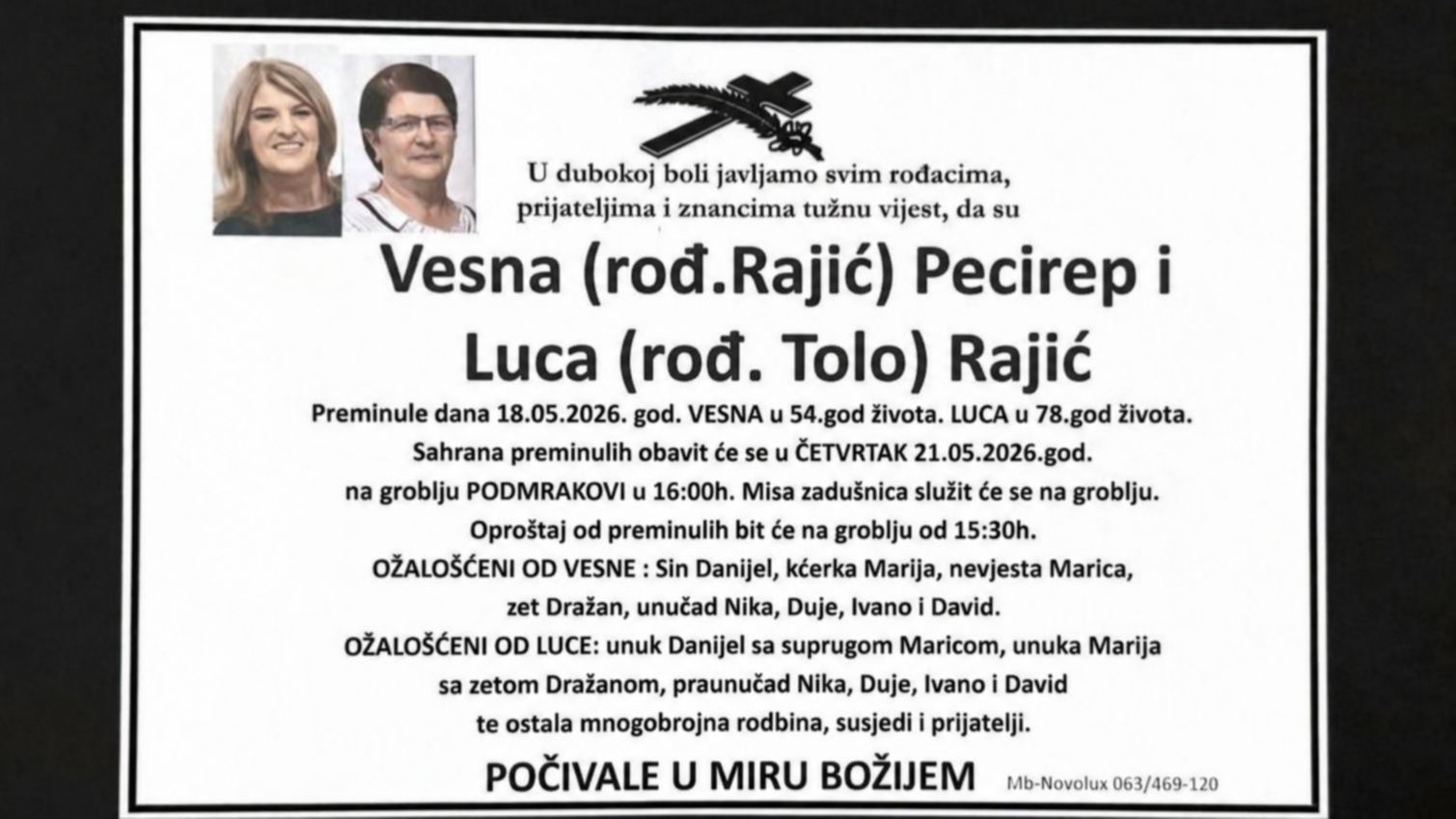 Poznat termin sahrane. Facebook
