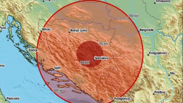 Zemljotres registrovan 12 km istočno od Sarajeva. EMSC